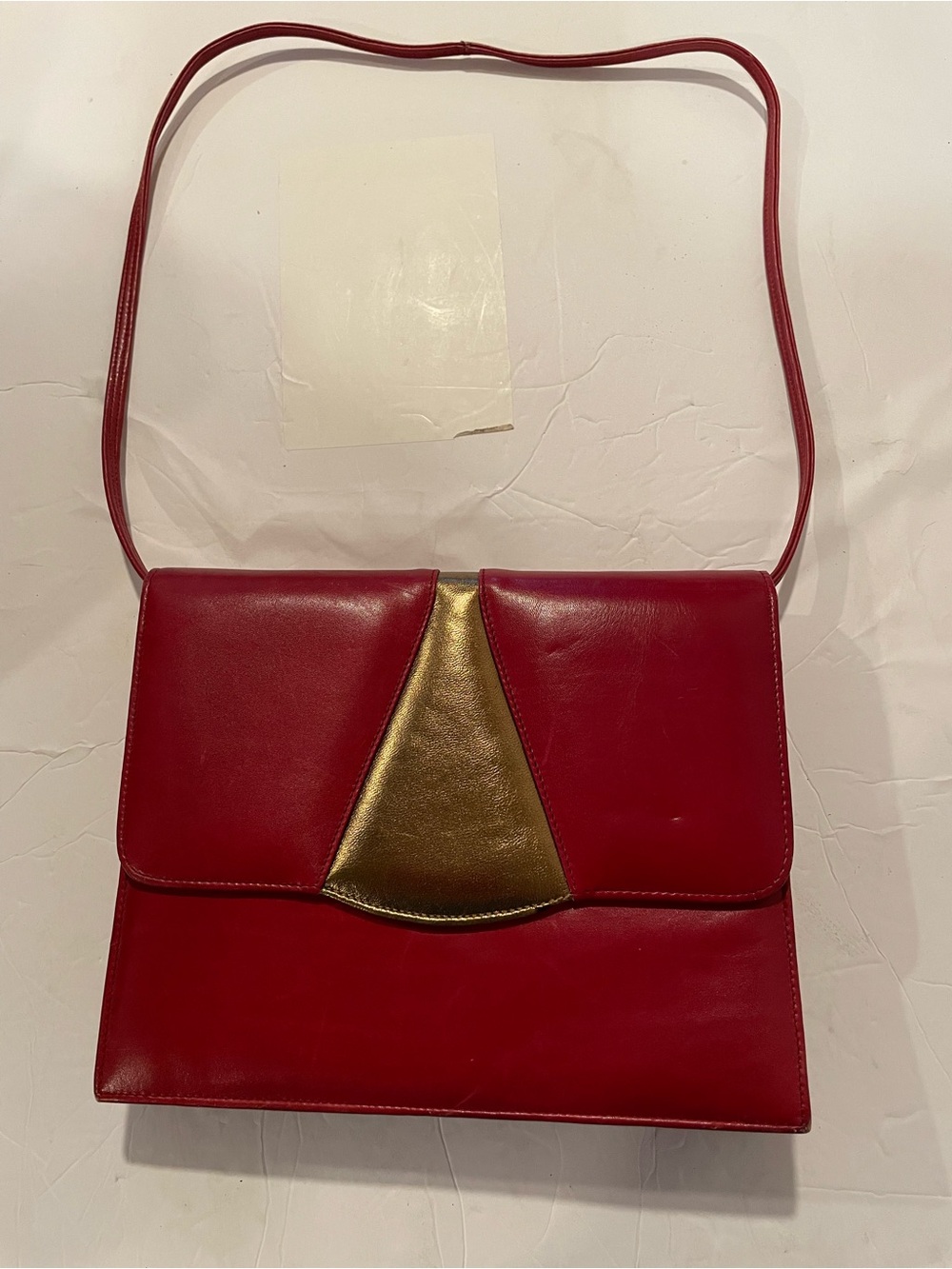 Vintage Red and Gold Leather Purse Handbag